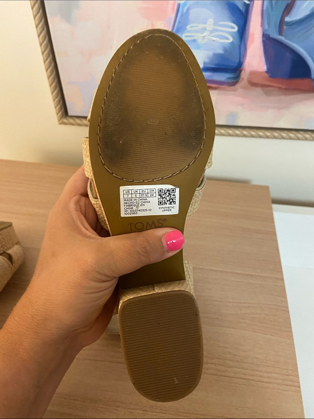 TOMS Majorca Platform Sandal Beige Raffia - Picture 8 of 8